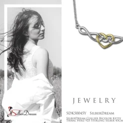 SilberDream Collier Bicolor Kette Tribal Herz 925 Sterling Silber 45cm SDK50045Y