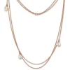 SilberDream Collier Doppel Kette Perlen rose vergoldet 925 Silber 90cm SDK2369E