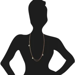 SilberDream Collier Doppel Kette Perlen rose vergoldet 925 Silber 90cm SDK2369E