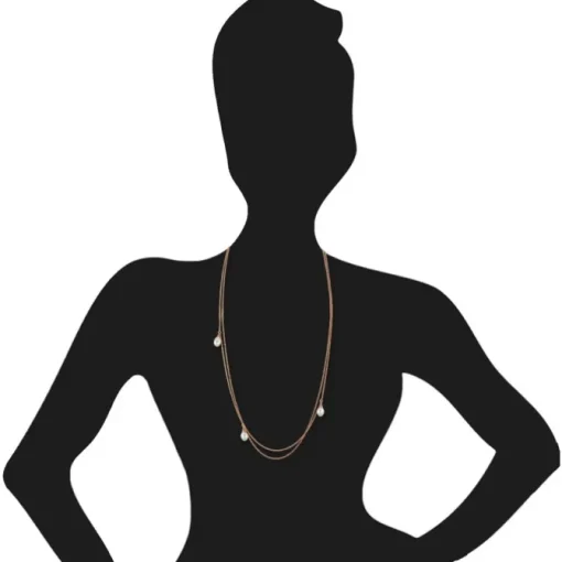 SilberDream Collier Doppel Kette Perlen rose vergoldet 925 Silber 90cm SDK2369E