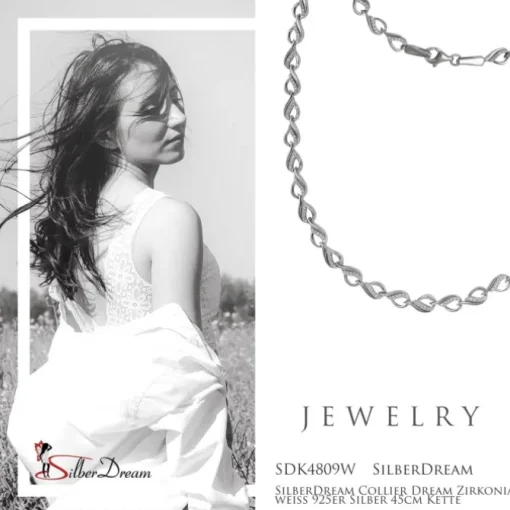 SilberDream Collier Dream Zirkonia weiß 925er Silber 45cm Kette SDK4809W
