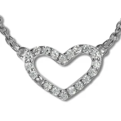 SilberDream Collier Herz Kette Zirkonia weiß 925er Silber Damen 42cm SDK29142J