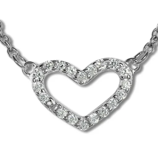 SilberDream Collier Herz Kette Zirkonia weiß 925er Silber Damen 42cm SDK29142J