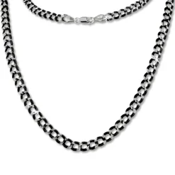SilberDream Collier Kette Panzer schwarz 925 Silber Damen 45cm SDK21445S