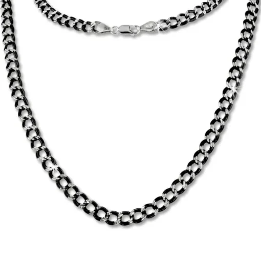 SilberDream Collier Kette Panzer schwarz 925 Silber Damen 45cm SDK21445S