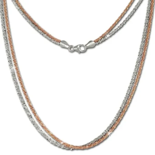 SilberDream Collier Kette gedreht rose vergoldet und 925 Silber 45cm SDK23345T