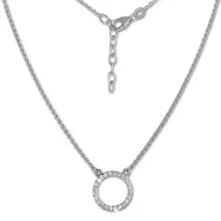 SilberDream Collier Kette Zirkonia rund weiß 925 Silber Damen 42-47cm SDK28642J