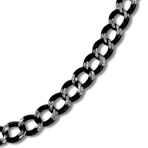 SilberDream Collier Kette Panzer schwarz 925 Silber Damen 45cm SDK21445S