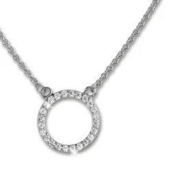 SilberDream Collier Kette Zirkonia rund weiß 925 Silber Damen 42-47cm SDK28642J