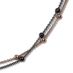SilberDream Collier Kette Kugeln Rose und Schwarz 925er Damen 42cm SDK22442F