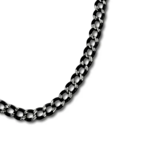 SilberDream Collier Kette Panzer schwarz 925 Silber Damen 45cm SDK21445S