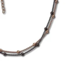 SilberDream Collier Kette Kugeln Rose und Schwarz 925er Damen 42cm SDK22442F
