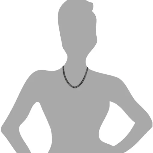 SilberDream Collier Kette Panzer schwarz 925 Silber Damen 45cm SDK21445S