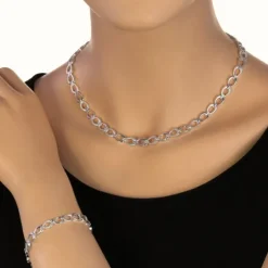SilberDream Collier Kette Herzform 925er Silber 45cm Damen Kette SDK446J
