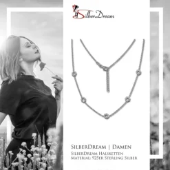 SilberDream Collier Kette Blümchen 925 Sterling Silber 44cm - 47cm SDK11444J