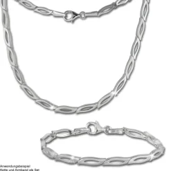 SilberDream Collier Kette Blütenblatt 925 Silber 45cm Halskette Damen SDK428