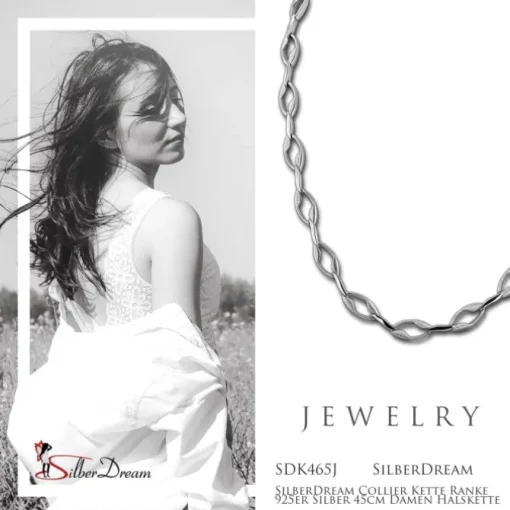 SilberDream Collier Kette Ranke 925er Silber 45cm Damen Halskette SDK465J