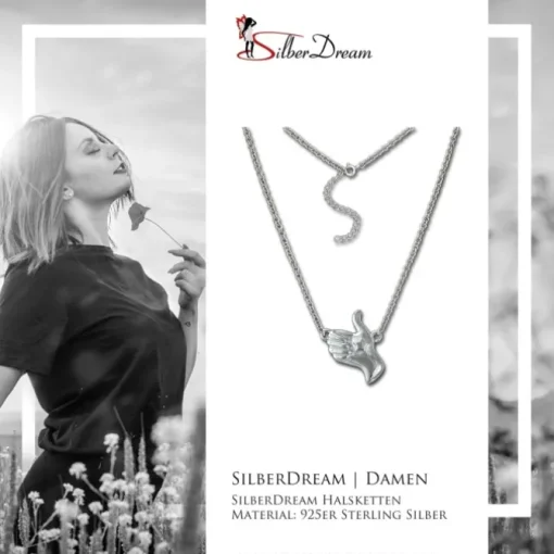 SilberDream Collier Kette Handzeichen Daumen hoch 925 Silber 46cm SDK50944J