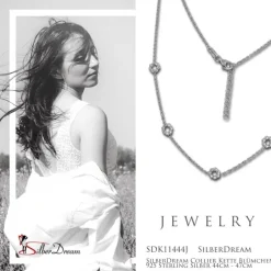 SilberDream Collier Kette Blümchen 925 Sterling Silber 44cm - 47cm SDK11444J