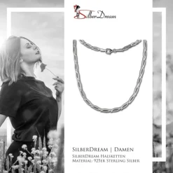 SilberDream Collier Kette Blütenblatt 925 Silber 45cm Halskette Damen SDK428