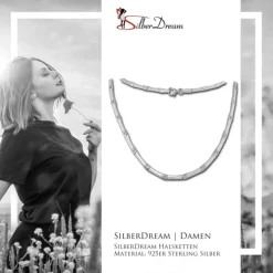 SilberDream Collier Kette Zirkonia weiß 925er Silber 44cm Halskette SDK436W