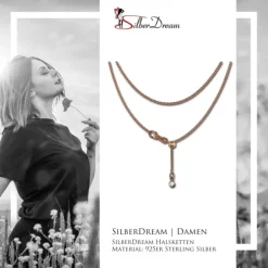 SilberDream Collier Kette rose vergoldet 925 Silber Damen 45cm SDK22545E