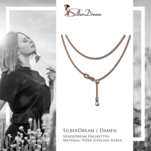 SilberDream Collier Kette rose vergoldet 925 Silber Damen 45cm SDK22545E