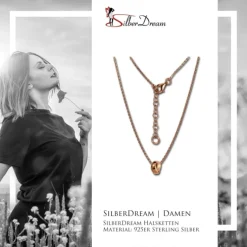 SilberDream Collier Kette verschlungen rosévergoldet 925 Silber 44cm SDK11344E