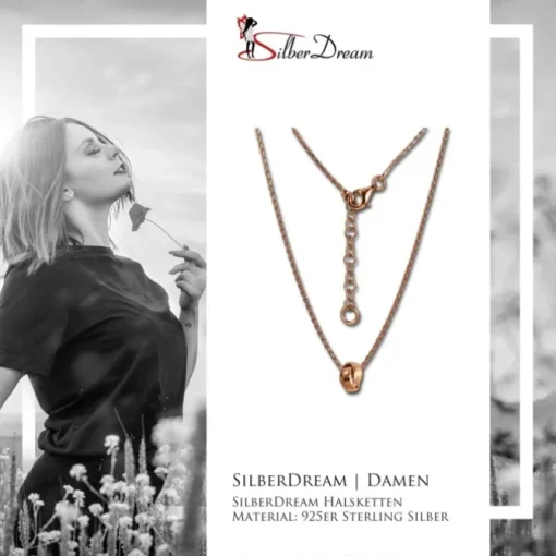 SilberDream Collier Kette verschlungen rosévergoldet 925 Silber 44cm SDK11344E