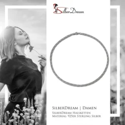 SilberDream Collier Kette Gitter 925er Silber Damen 50cm SDK2195J