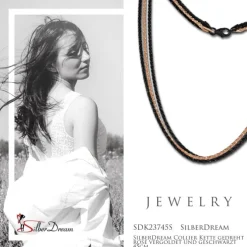 SilberDream Collier Kette gedreht rose vergoldet und geschwärzt 45cm SDK23745S