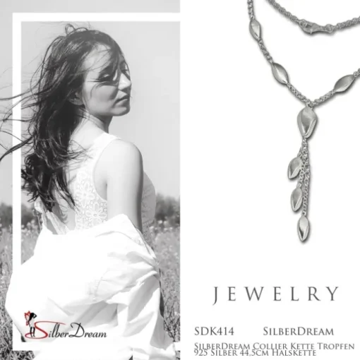 SilberDream Collier Kette Tropfen 925 Silber 44,5cm Halskette SDK414