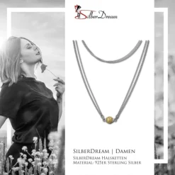 SilberDream Collier Kette Kugel Punkte vergoldet 925 Silber Damen 45cm SDK24645Y
