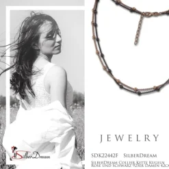 SilberDream Collier Kette Kugeln Rose und Schwarz 925er Damen 42cm SDK22442F