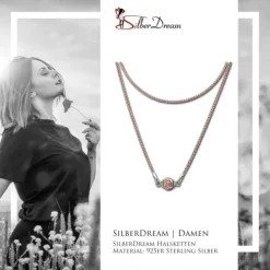 SilberDream Collier Kette Kugel Blatt rose 925 Silber Damen 46cm SDK24146E