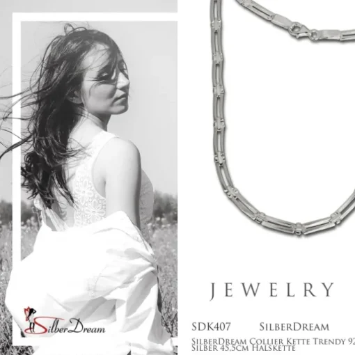 SilberDream Collier Kette Trendy 925 Silber 45,5cm Halskette SDK407