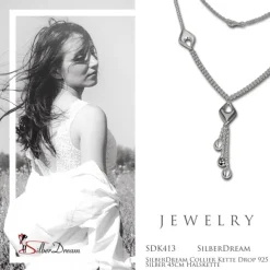 SilberDream Collier Kette Drop 925 Silber 45cm Halskette SDK413