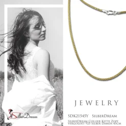 SilberDream Collier Kette Zopf vergoldet 925 Silber Damen 45cm SDK21545Y