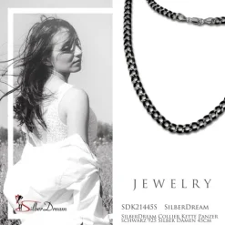 SilberDream Collier Kette Panzer schwarz 925 Silber Damen 45cm SDK21445S
