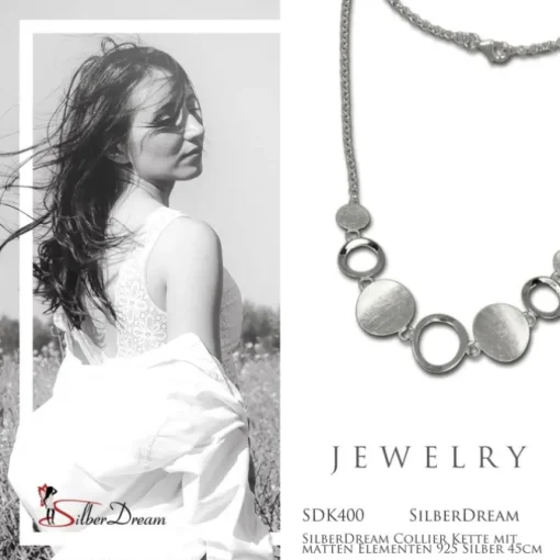 SilberDream Collier Kette mit matten Elementen 925 Silber 45cm SDK400