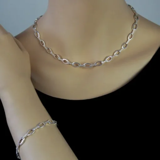 SilberDream Collier Oval Zirkonia weiß 925er Silber 44,5cm Halskette SDK449W