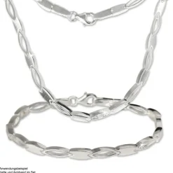 SilberDream Collier oval matt Kette 925 Silber 45cm Halskette SDK403