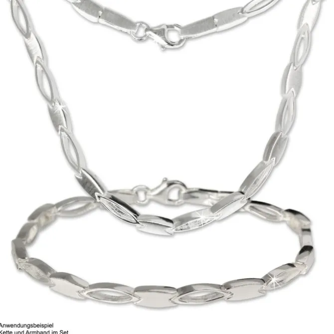 SilberDream Collier oval matt Kette 925 Silber 45cm Halskette SDK403