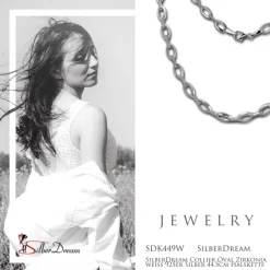 SilberDream Collier Oval Zirkonia weiß 925er Silber 44,5cm Halskette SDK449W