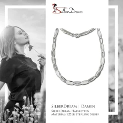 SilberDream Collier oval matt Kette 925 Silber 45cm Halskette SDK403