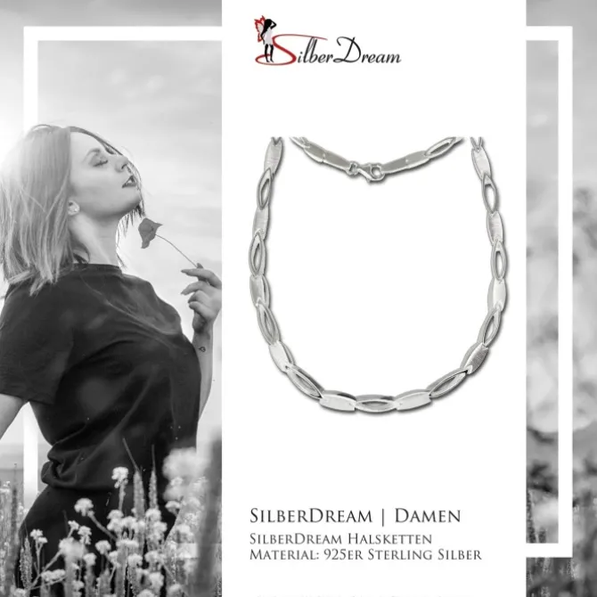 SilberDream Collier oval matt Kette 925 Silber 45cm Halskette SDK403