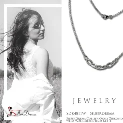 SilberDream Collier Ovale Zirkonia weiß 925er Silber 46cm Kette SDK4811W