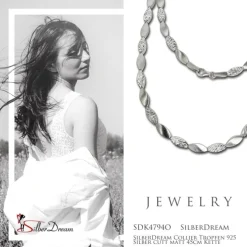 SilberDream Collier Tropfen 925 Silber cutt matt 45cm Kette SDK4794O