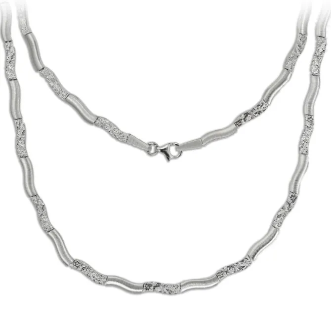 SilberDream Collier Wave 925 Silber gehämmert matt 45cm Kette SDK4792O