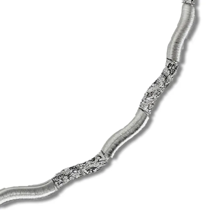 SilberDream Collier Wave 925 Silber gehämmert matt 45cm Kette SDK4792O